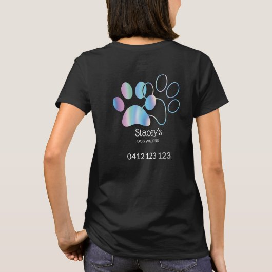 Niedlich Holographic Dog Walker Groomer T-Shirt (Rückseite)