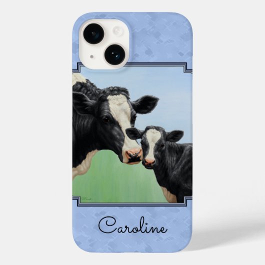Niedlich Holstein Calf & Cow Sky Blue Case-Mate iPhone Hülle (Rückseite)