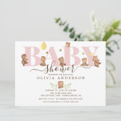 Niedlich Honey Bear Baby Dusche Einladung (Stehend Vorderseite)