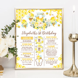 Niedlich Honey Bee 1. Geburtstag Stats Milestone Poster