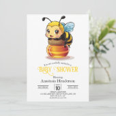 Niedlich Honey Bee Baby Dusche Einladung (Stehend Vorderseite)