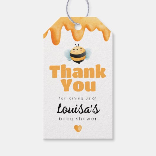 Niedlich Honey Bee Baby Dusche Vielen Dank Geschenkanhänger (Vorderseite)