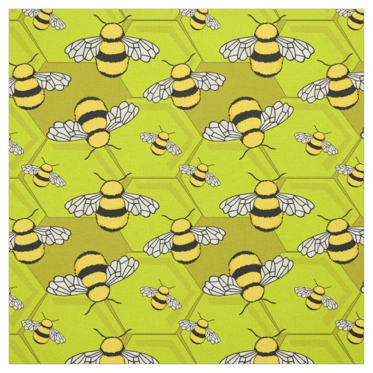 Niedlich Honey Bee Cartoon Beehive Muster Stoff (Muster)