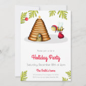 Niedlich Honey Bee Santa Claus Weihnachtsfeiertag Einladung (Vorderseite)