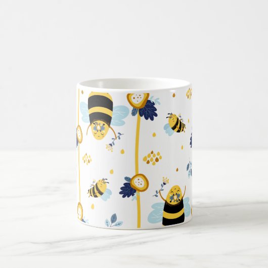 Niedlich Honey Bee Spring Summer Pattern Kaffeetasse (Mittel)