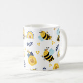 Niedlich Honey Bee Spring Summer Pattern Kaffeetasse (VorderseiteRechts)