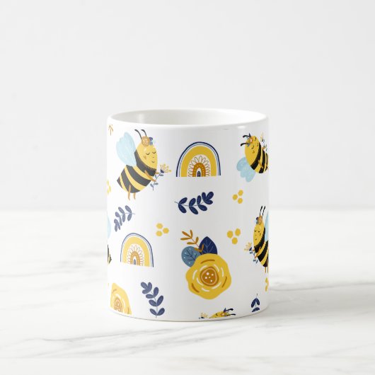 Niedlich Honey Bee Spring Summer Pattern Kaffeetasse (Mittel)