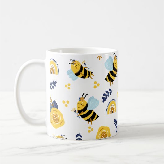 Niedlich Honey Bee Spring Summer Pattern Kaffeetasse (Links)