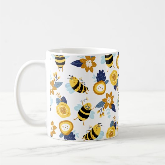 Niedlich Honey Bee Spring Summer Pattern Kaffeetasse (Links)