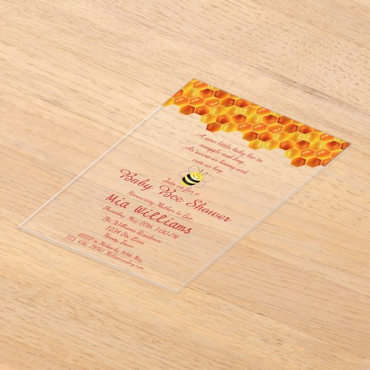 Niedlich Honey Bee Themed Baby Dusche Acryleinladungen (Ablage )