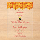 Niedlich Honey Bee Themed Baby Dusche Acryleinladungen (Vorderseite)