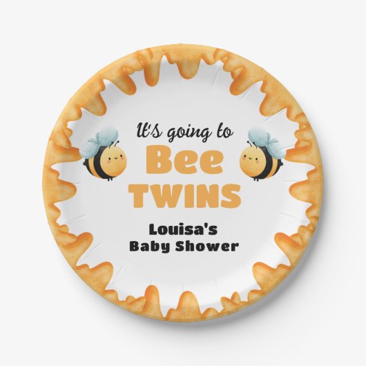 Niedlich Honey Bee Twin Baby Dusche Pappteller (Vorderseite)