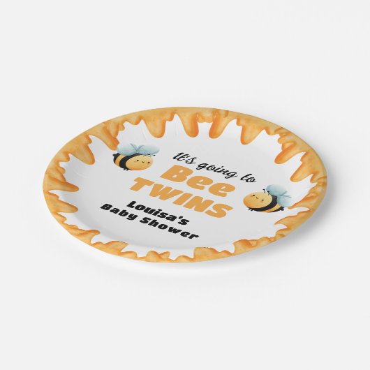 Niedlich Honey Bee Twin Baby Dusche Pappteller (Schrägansicht)