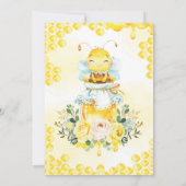 Niedlich Honey Bee Yellow Floral Greenery Baby Dus Einladung (Rückseite)