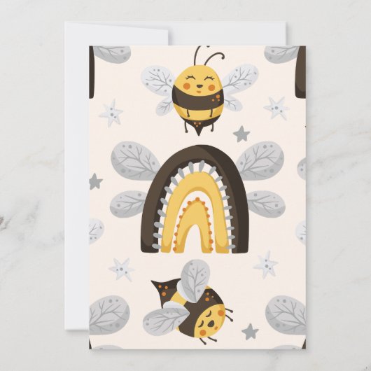 Niedlich Honey Bee Yellow Floral Greenery Baby Dus Einladung (Rückseite)