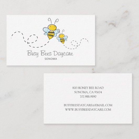 Niedlich Honey Bees Daycare Visitenkarte (Vorne/Hinten)