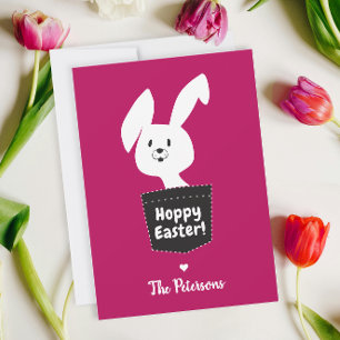 Niedlich Hoppy Easter Magenta Roter Weißer Cartoon Feiertagskarte