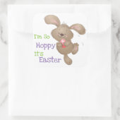 Niedlich Hoppy Ostersonndesign Quadratischer Aufkleber (Tasche)