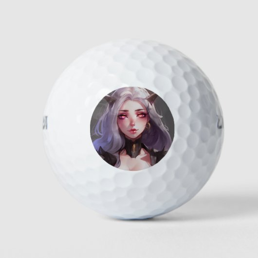 Niedlich Horned Warrior Anime Girl Golfball (Vorderseite)