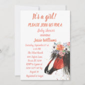 Niedlich Horse Boho Ranch Baby Girl Western Floral Einladung (Vorderseite)