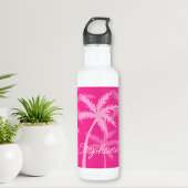 Niedlich Hot Pink Palm Tree Magenta Mit Monogramm Edelstahlflasche