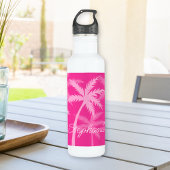 Niedlich Hot Pink Palm Tree Magenta Mit Monogramm Edelstahlflasche