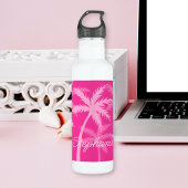 Niedlich Hot Pink Palm Tree Magenta Mit Monogramm Edelstahlflasche