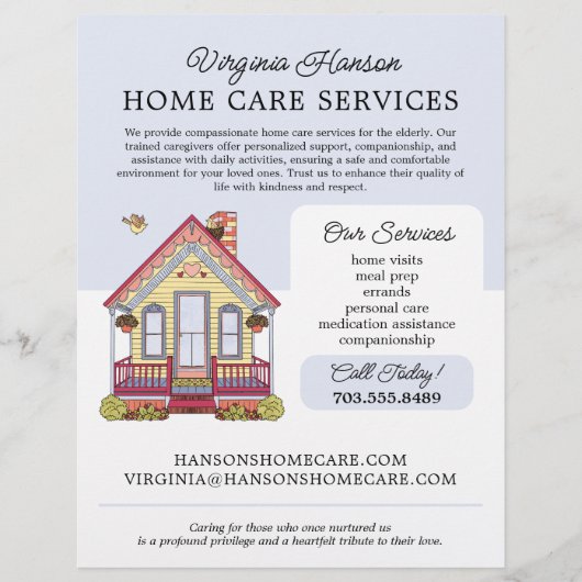 Niedlich House Caregiver Caretaker Services Flyer (Vorne)