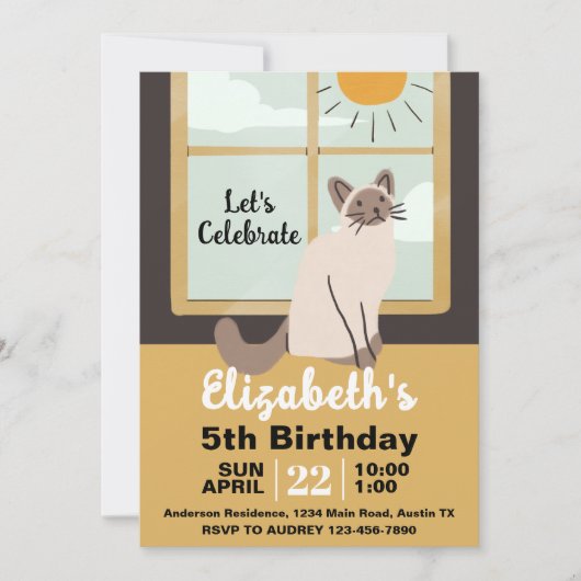 Niedlich House Cat Geburtstagsparty Einladung (Vorderseite)