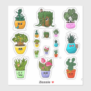 Niedlich House Pflanze Emoji Stickers Aufkleber