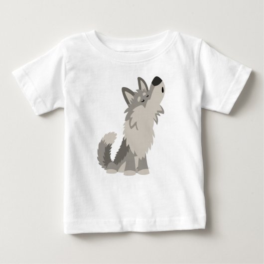 Niedlich Howling Cartoon Wolf Baby T - Shirt (Vorderseite)