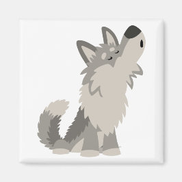 Niedlich Howling Cartoon Wolf Magnet