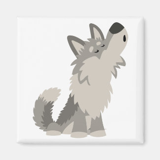 Niedlich Howling Cartoon Wolf Magnet