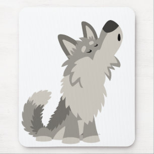 Niedlich Howling Cartoon Wolf Mousepad
