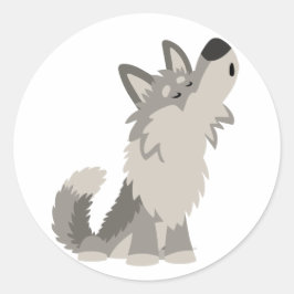 Niedlich Howling Cartoon Wolf Sticker