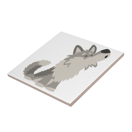 Niedlich Howling Cartoon Wolf Tile Fliese (Seite)