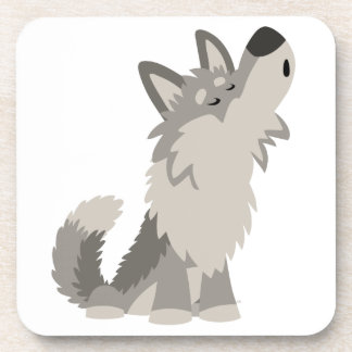 Niedlich Howling Cartoon Wolf Untersetzer Set