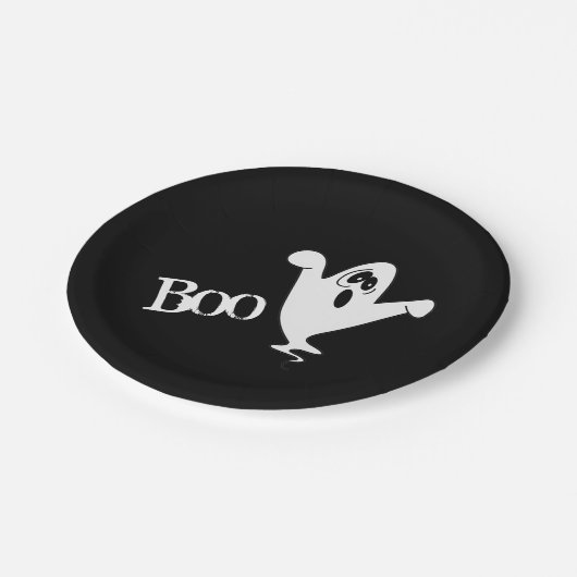 Niedlich Howling Ghost Halloween Pappteller (Schrägansicht)