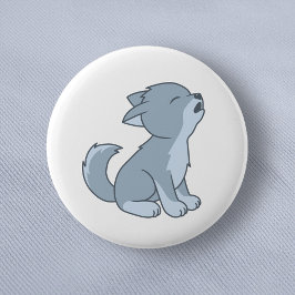 Niedlich Howling Wolf Pup Button