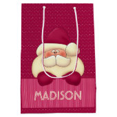 Niedlich Hübsch in Pink Girly Santa Theme Mittlere Geschenktüte (Rückseite)