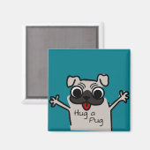 Niedlich Hug eines Mops Aquamarin Magnet (Vorderseite/Rückseite)