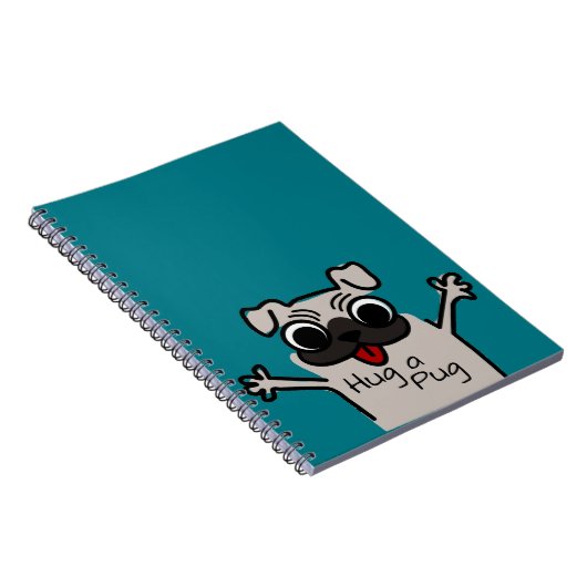 Niedlich Hug eines Mops Aquamarin Notizblock (Rechte Seite)