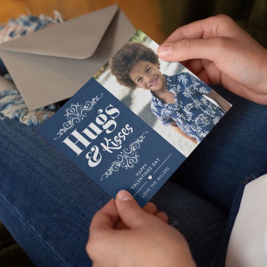 Niedlich Hugs & Kisses Valentine Foto Feiertagskarte