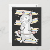 Niedlich Hula Hoop Kitty Dancing Cat Tanz Lover Postkarte (Vorne/Hinten)