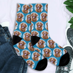 Niedlich Hund Aquamarines blaues Foto Socken