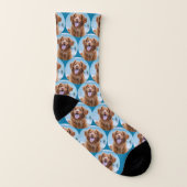 Niedlich Hund Aquamarines blaues Foto Socken (Links - Innen)