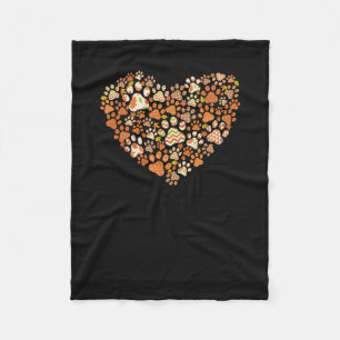 Niedlich-hund-cat-paw-print-pukin-herbstlaub-fall- Fleecedecke
