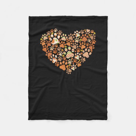 Niedlich-hund-cat-paw-print-pukin-herbstlaub-fall- Fleecedecke (Vorderseite)