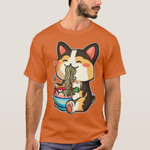 Niedlich Hund Corgi Eating Ramen - Otaku Manga Kaw T-Shirt