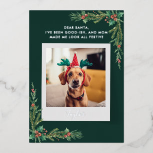 Niedlich Hund Foto Custom Christmas Folien Feiertagskarte